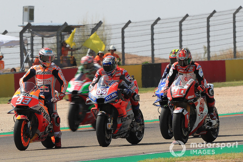 Марк Маркес, Repsol Honda Team, Андреа Довіціозо, Ducati Team, Такаакі Накагамі, Team LCR Honda, тренують старт