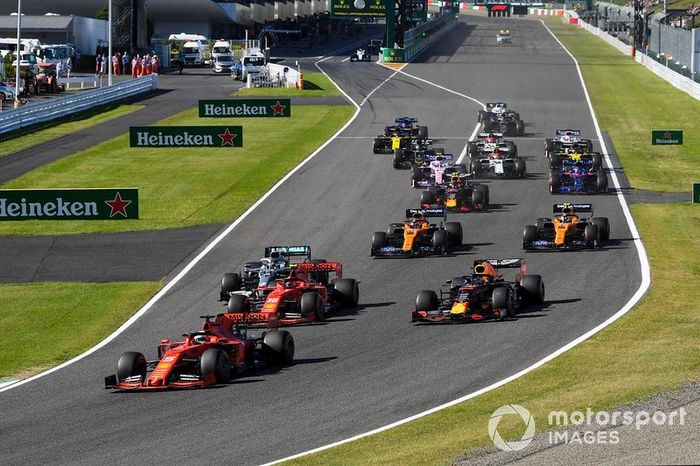 Valtteri Bottas, Mercedes AMG W10, Sebastian Vettel, Ferrari SF90, Charles Leclerc, Ferrari SF90, Max Verstappen, Red Bull Racing RB15, Lewis Hamilton, Mercedes AMG F1 W10