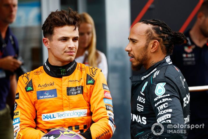 Pole man Lando Norris, McLaren F1 Team, Lewis Hamilton, Mercedes-AMG F1 Team
