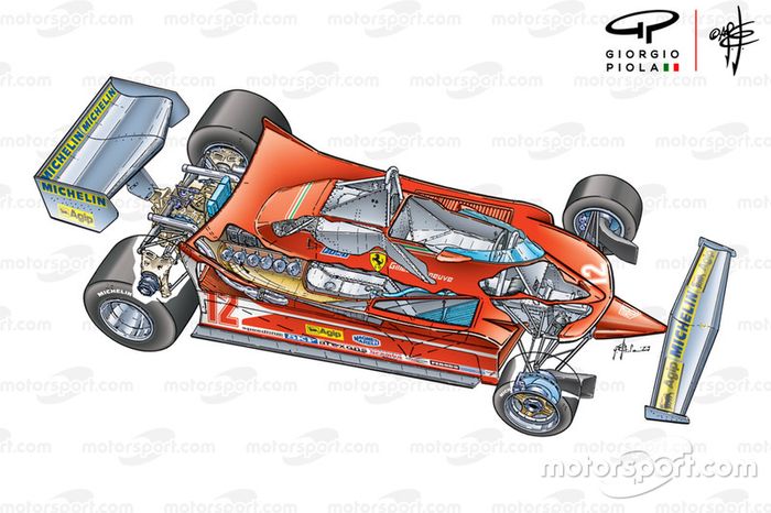 Visão 3/4 da Ferrari 312T4