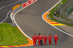 Sebastian Vettel, Ferrari walks the track, Riccardo Adami, Ferrari Race Engineer, Jock Clear, Ferrari Chief Engineer, trainer Antti Kontsas, the team