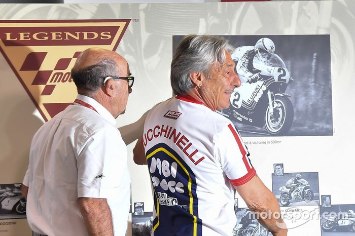 Marco Lucchinelli y Carmelo Ezpeleta, CEO de Dorna Sports