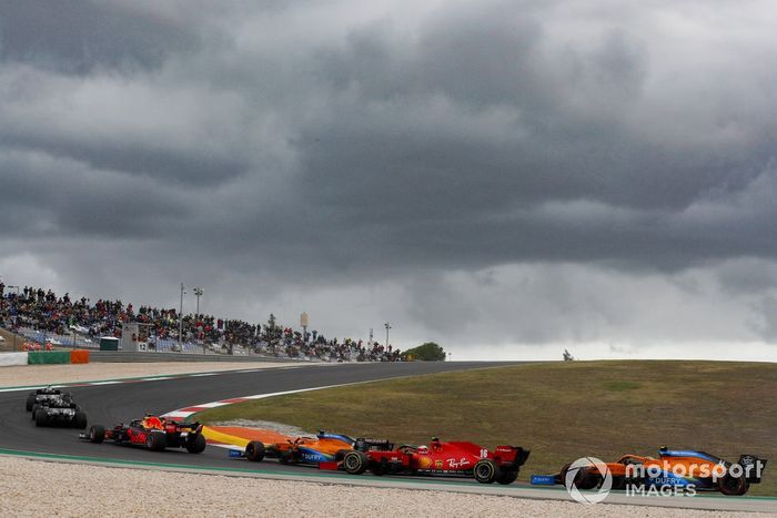 Valtteri Bottas, Mercedes F1 W11, Lewis Hamilton, Mercedes F1 W11, Max Verstappen, Red Bull Racing RB16, Carlos Sainz Jr., McLaren MCL35, Charles Leclerc, Ferrari SF1000, Lando Norris, McLaren MCL35