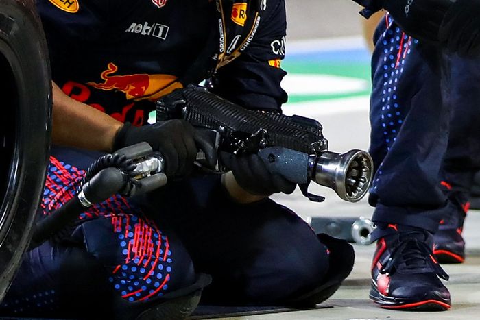 Detalle de la pistola de ruedas de Red Bull Racing