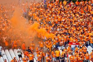 Dutch fans turn the venue orange after a win for Max Verstappen, Red Bull Racing, 1st position