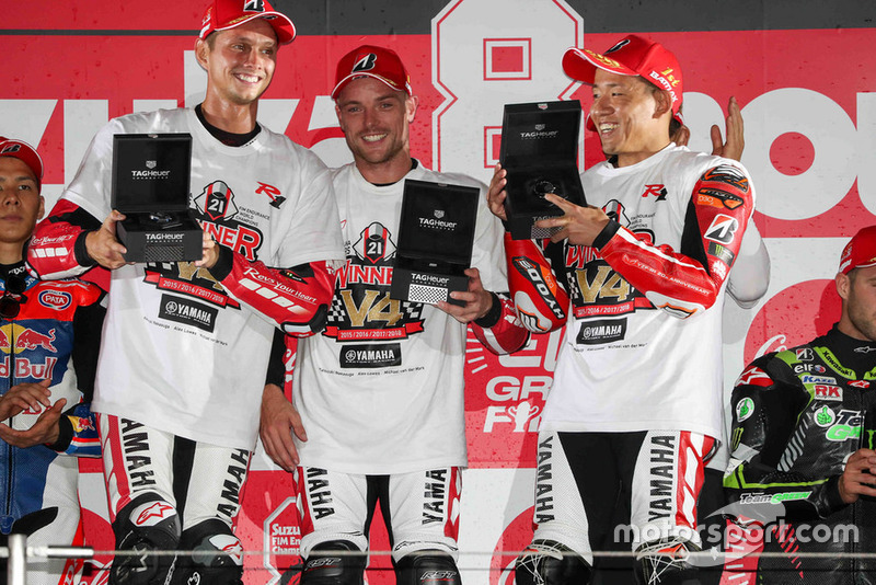 Podium: #21 Yamaha Factory Racing Team: Michael van der Mark, Alex Lowes, Katsuyuki Nakasuga