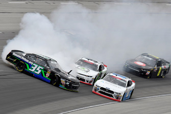 Joey Gase, SS Green Light Racing, Chevrolet Camaro Louisiana Organ Procurement Agency (LOPA), Donate Life Texas, Sparks, spins in front of Cole Custer, Stewart-Haas Racing, Ford Mustang Autodesk, Tyler Reddick, JR Motorsports, Chevrolet Camaro BurgerFi
