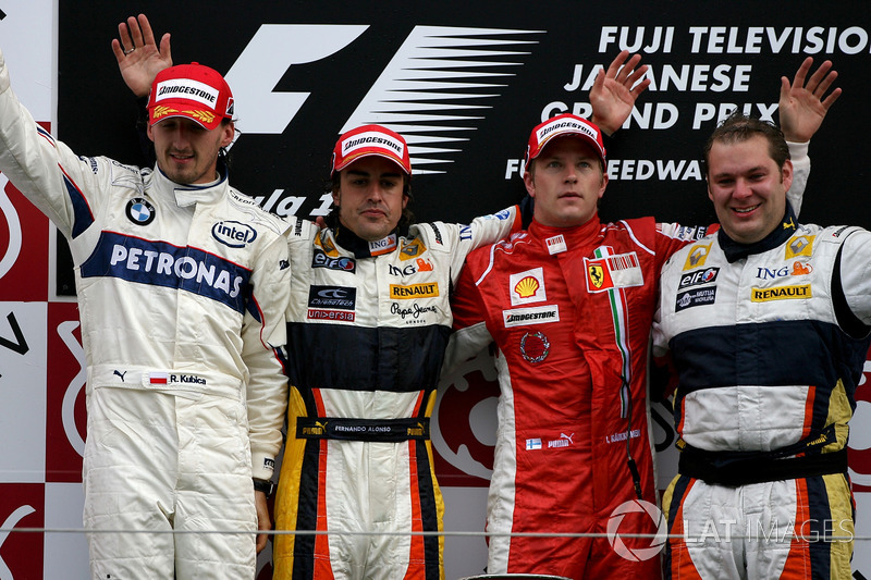 2008: 1. Фернандо Алонсо, 2. Роберт Кубица, 3. Кими Райкконен