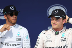 Polesitter Nico Rosberg, Mercedes AMG F1 and second place Lewis Hamilton, Mercedes Petronas AMG F1 in parc ferme