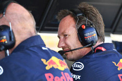 Christian Horner, Red Bull Racing Team Principal on the Red Bull Racing pit wall gantry