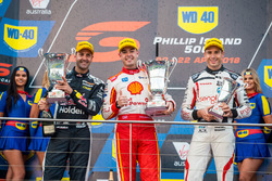 Podium: race winner Scott McLaughlin, DJR Team Penske Ford, second place Jamie Whincup, Triple Eight Race Engineering Holden, third place Rick Kelly, Nissan Motorsport