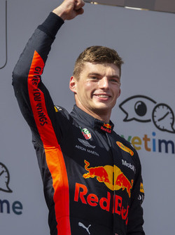 Max Verstappen, Red Bull Racing celebrates on the podium