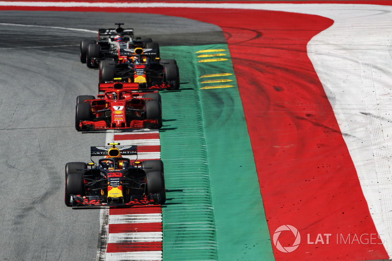Max Verstappen, Red Bull Racing RB14, Sebastian Vettel, Ferrari SF71H, Daniel Ricciardo, Red Bull Racing RB14, Romain Grosjean, Haas F1 Team VF-18