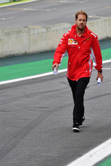 Sebastian Vettel, Ferrari walks the track