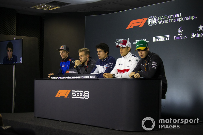 Brendon Hartley, Scuderia Toro Rosso, Kevin Magnussen, Haas F1 Team, Lance Stroll, Williams Racing, Marcus Ericsson, Sauber and Stoffel Vandoorne, McLaren in the press conference