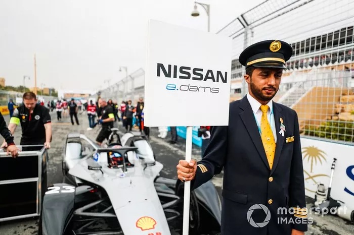 Letrero de Sébastien Buemi, Nissan e.Dams, Nissan IMO1 
