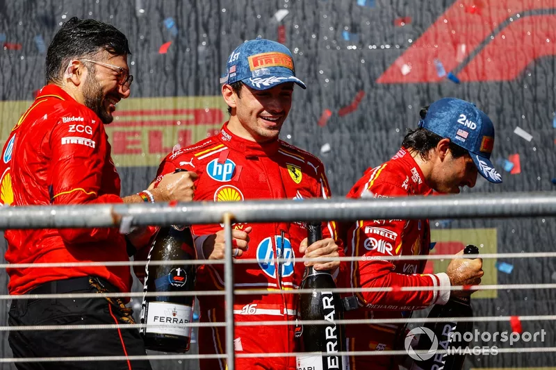 Charles Leclerc, Scuderia Ferrari, 1st position, on the podium 