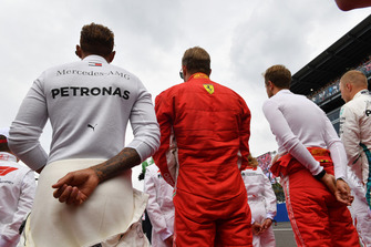 Lewis Hamilton, Mercedes AMG F1, Kimi Raikkonen, Ferrari ve Sebastian Vettel, Ferrari