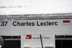 Garage sign for Charles Leclerc, Sauber