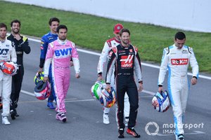 Sergio Pérez, Racing Point, Romain Grosjean, Haas F1 y Nicholas Latifi, Williams Racing