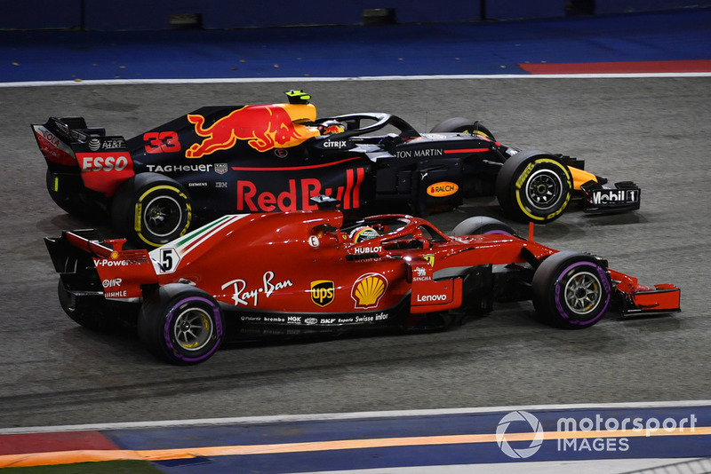 Verstappen after passing Vettel right after his stop