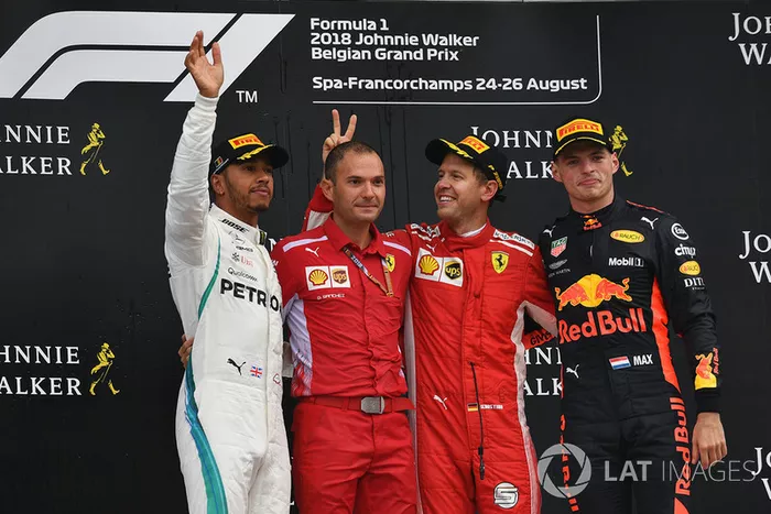 GP de Bélgica: 1º Vettel, 2º Hamilton, 3º Verstappen