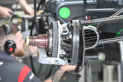 Haas VF-17 front brake and wheel hub detail
