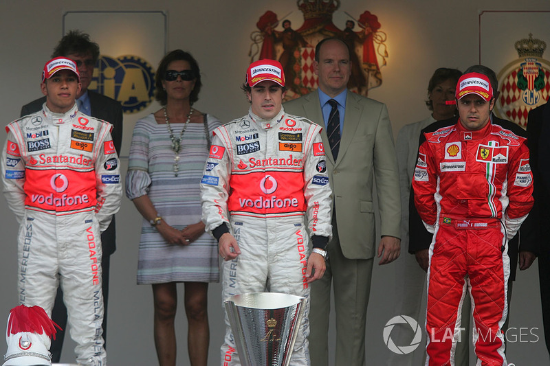 2007: 1. Fernando Alonso, 2. Lewis Hamilton, 3. Felipe Massa