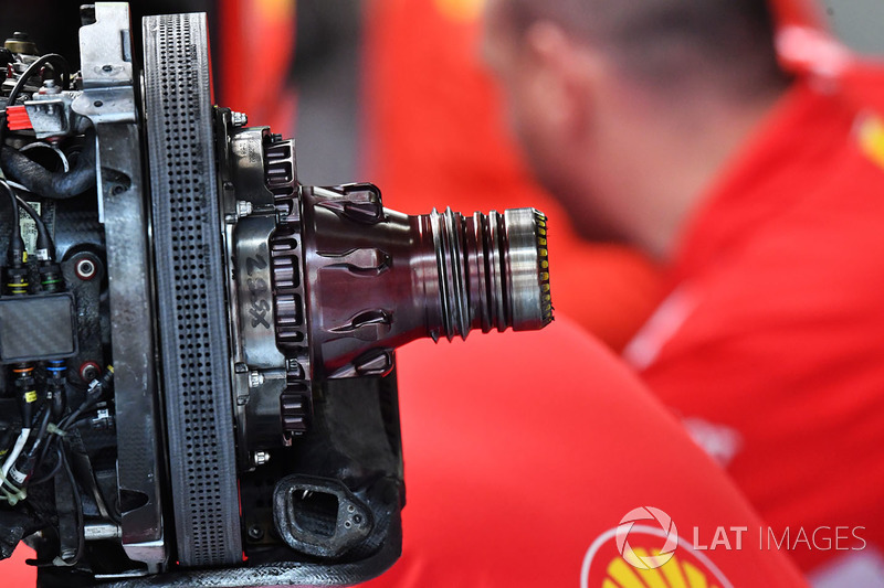 Ferrari front brake and wheel hub detail