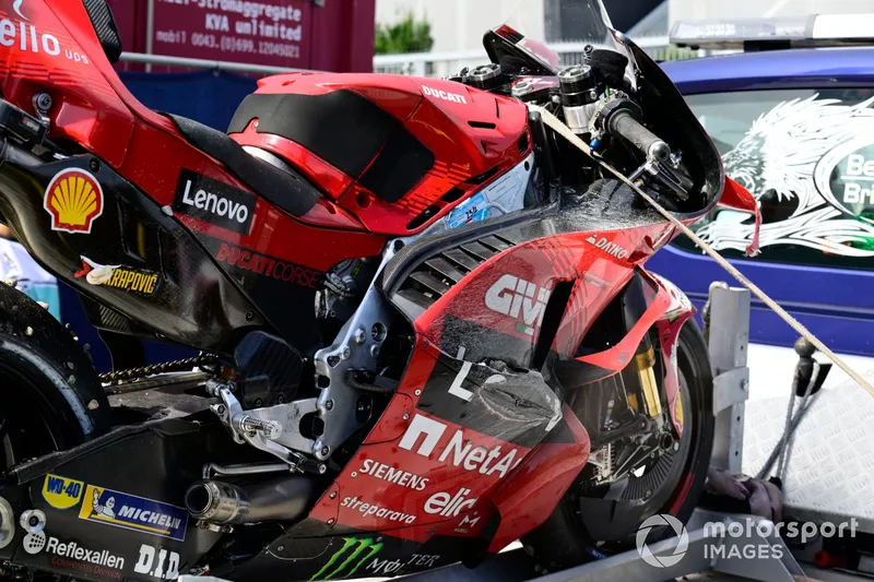 Enea Bastianini, Ducati Team, crashed bike