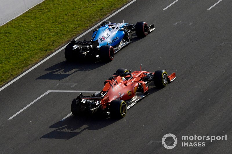 George Russell, Williams FW42, Sebastian Vettel, Ferrari SF90
