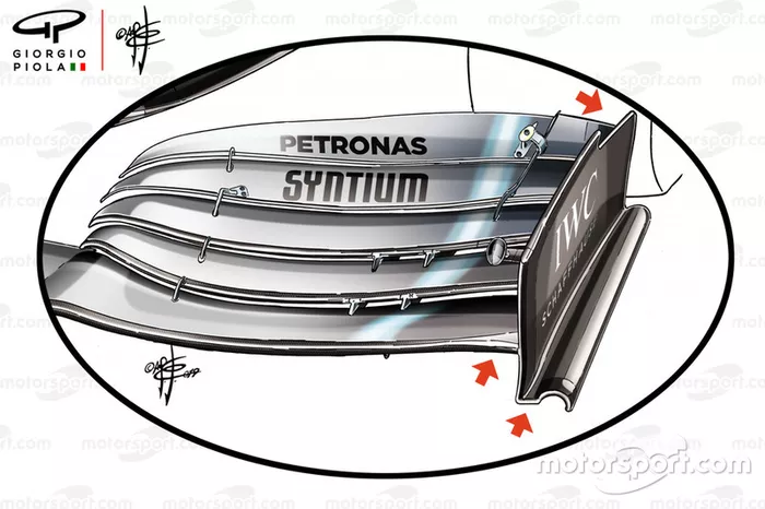 Mercedes-AMG F1 W10 front wing detail
