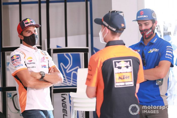 Marc Márquez, Repsol Honda Team, Pol Espargaró, Red Bull KTM Factory Racing en la conferencia de prensa