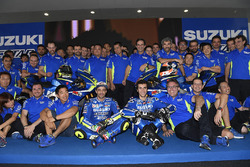 Andrea Iannone and Alex Rins with the 2017 Suzuki MotoGP and the team