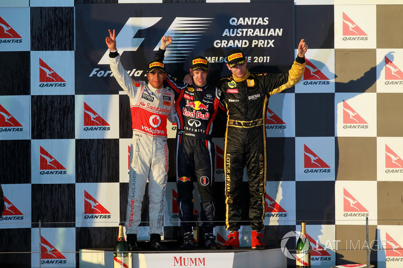 Podium: 1. Sebastian Vettel, Red Bull; 2. Lewis Hamilton, McLaren; 3. Vitaly Petrov, Lotus