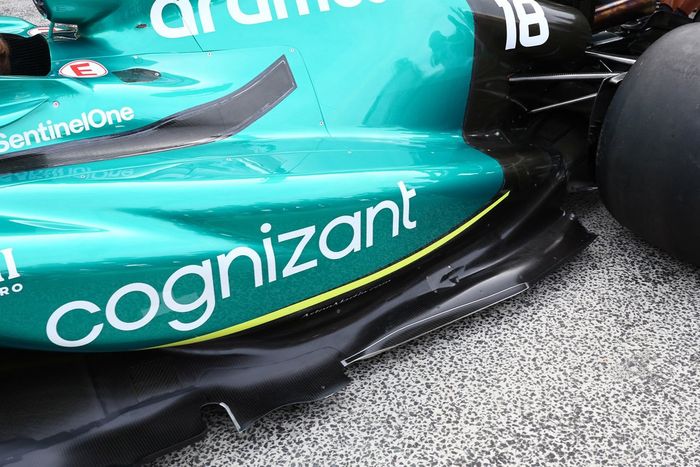 Detalle técnico del Aston Martin AMR22 anterior
