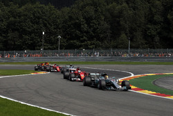 Lewis Hamilton, Mercedes-Benz F1 W08 leads at the start of the race