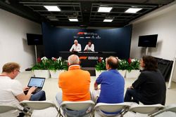 Charlie Whiting, Race Director, FIA, and Matteo Bonciani, FIA Media Delegate, brief reporters, inclu