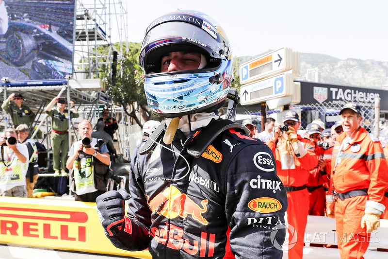 Daniel Ricciardo, Red Bull Racing, winks to the camera after setting pole position