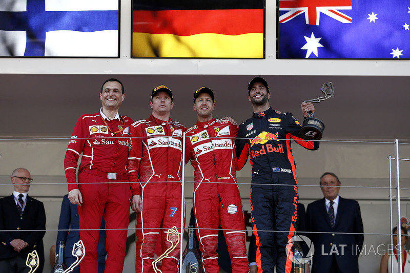 2017 1. Sebastian Vettel, 2. Kimi Raikkonen, 3. Daniel Ricciardo