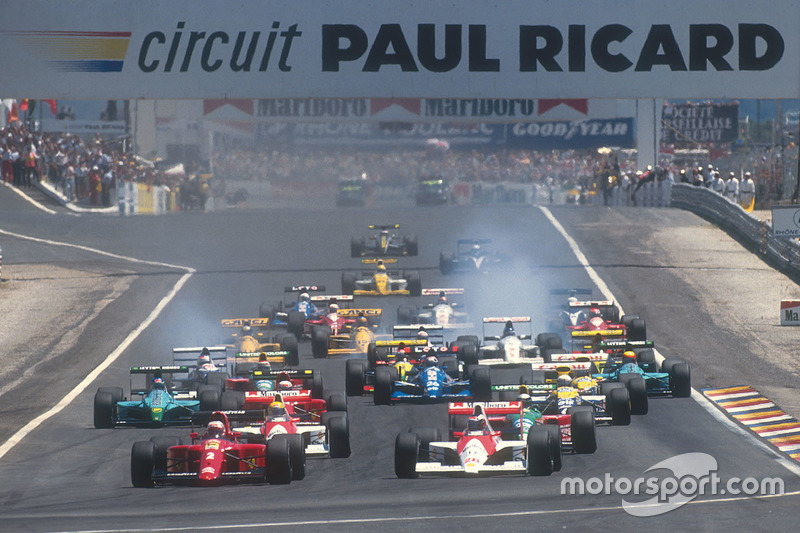 Start zum GP Frankreich 1990 in Le Castellet: Nigel Mansell, Ferrari 641, führt