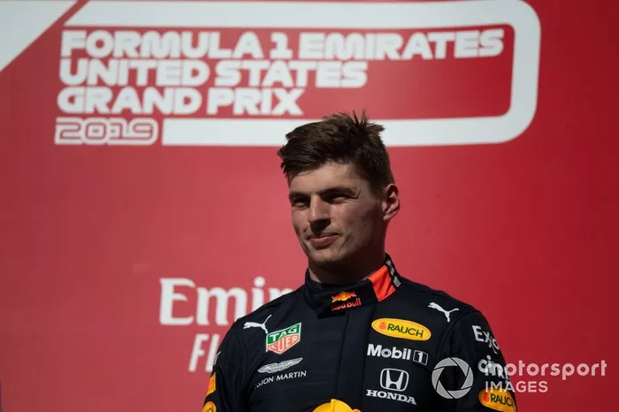 Max Verstappen, Red Bull Racing, terzo classificato, sul podio