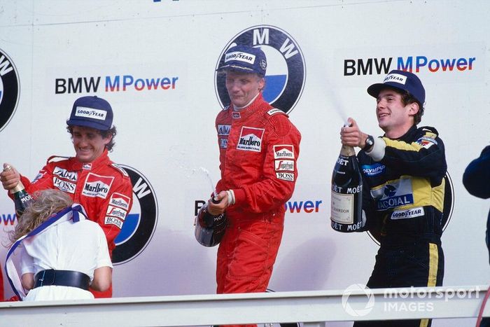 Niki Lauda, McLaren, Alain Prost, McLaren, Ayrton Senna, Lotus