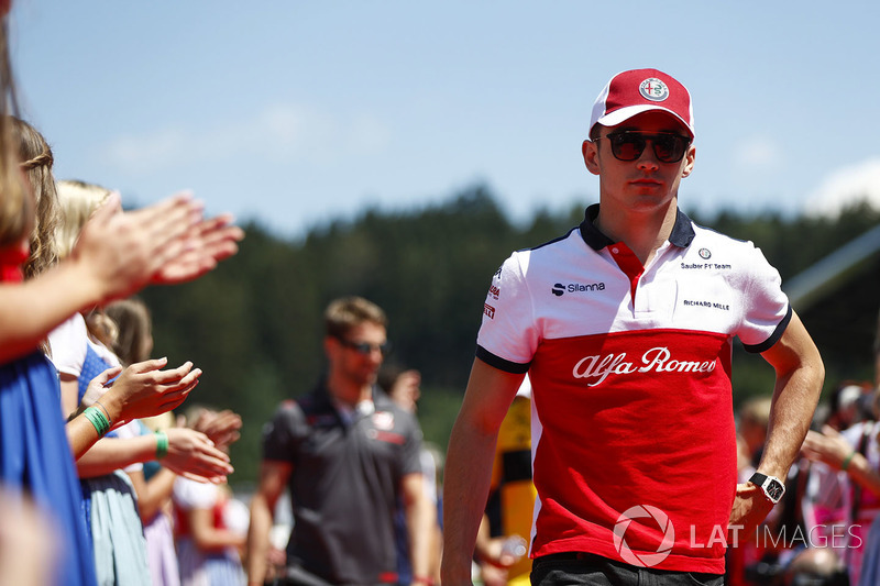 Charles Leclerc, Sauber, in the drivers parade