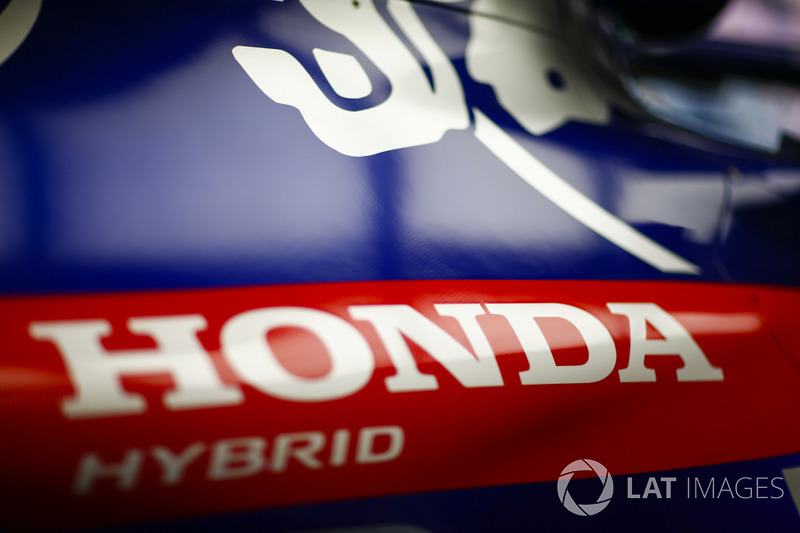 Honda branding on the Toro Rosso STR13 Honda engine cover