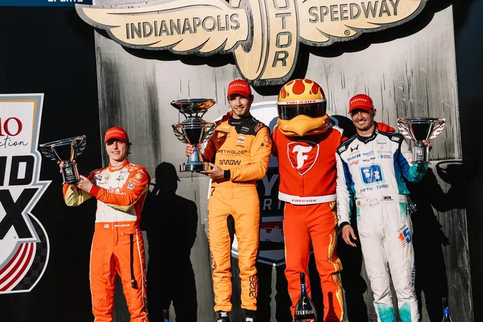 David Malukas, Team Penske; Christian Lundgaard, Arrow McLaren; Graham Rahal, Rahal Letterman Lanigan Racing