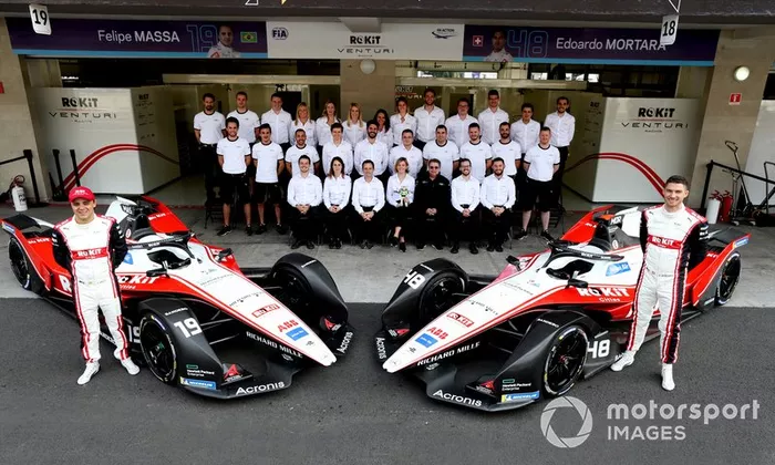 Felipe Massa, Venturi, EQ Silver Arrow 01, Edoardo Mortara, Venturi, EQ Silver Arrow 01, Susie Wolff, Team Principal, Venturi with the team