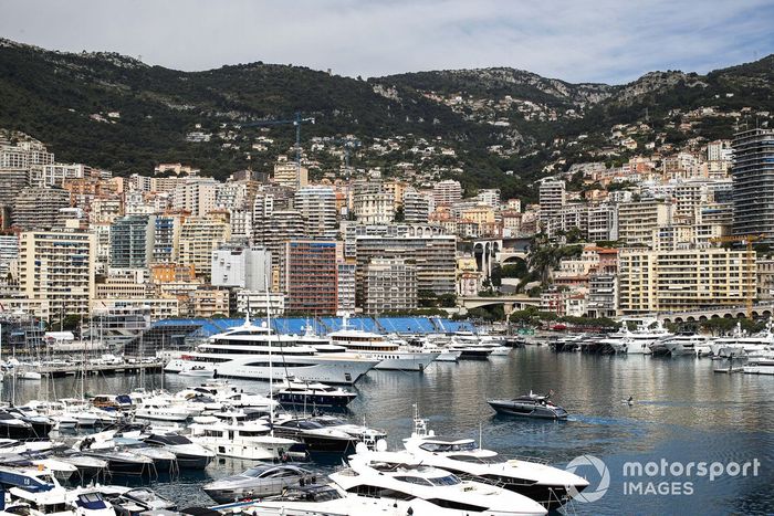Yachts in the harbour and the Monaco skyline beyond