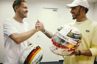 Sebastian Vettel, Ferrari and Lewis Hamilton, Mercedes F1 AMG