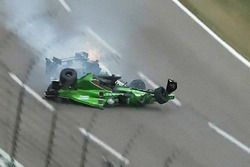 Crash: Josef Newgarden, Ed Carpenter Racing, Chevrolet; Conor Daly, Dale Coyne Racing, Honda